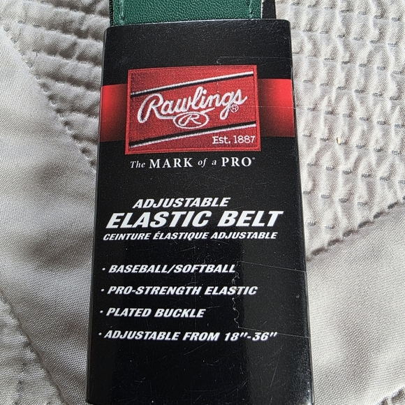 NWT Rawlings Adult Baseball/Softball Adjustable Elastic Belt In Dark Green - Picture 2 of 5